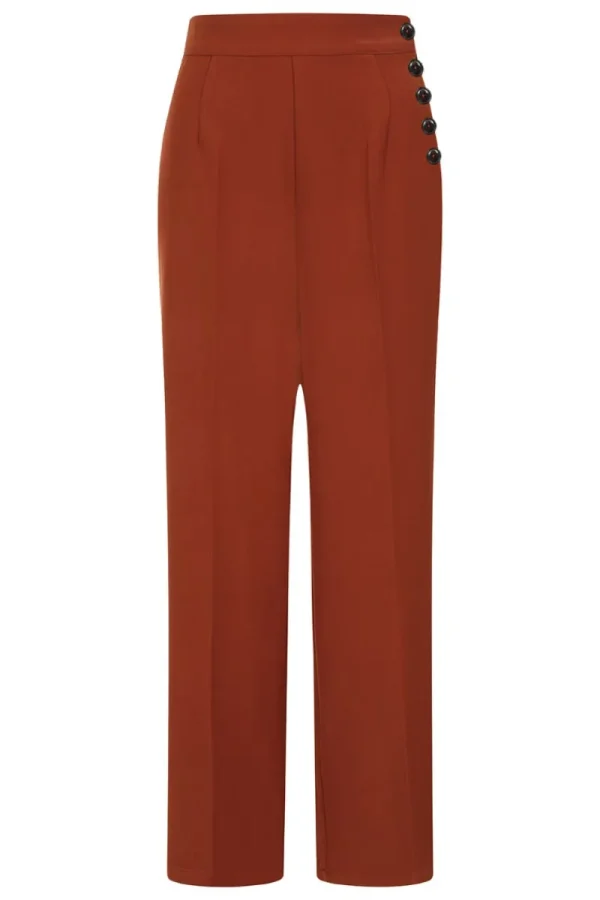 Hell Bunny Trousers & Shorts>Ginger Swing Trousers Brown