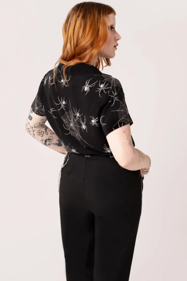 Hell Bunny Tops | Blouses>Grungy Spider Shirt Black