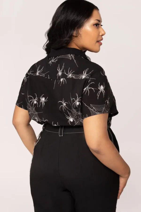 Hell Bunny Tops | Blouses>Grungy Spider Shirt Black