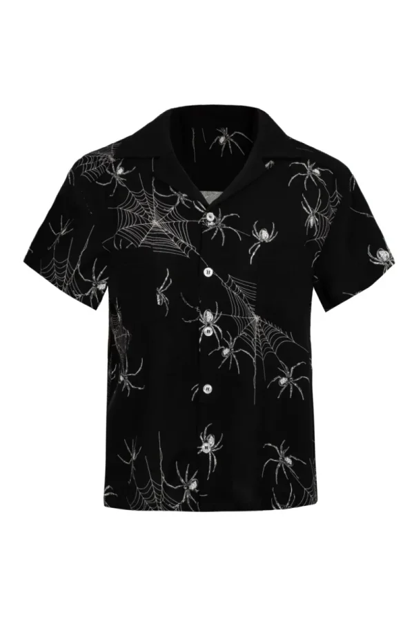 Hell Bunny Tops | Blouses>Grungy Spider Shirt Black