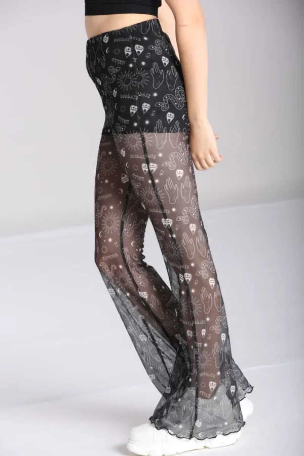 Hell Bunny Trousers & Shorts>Hello Goodbye Mesh Trousers Black