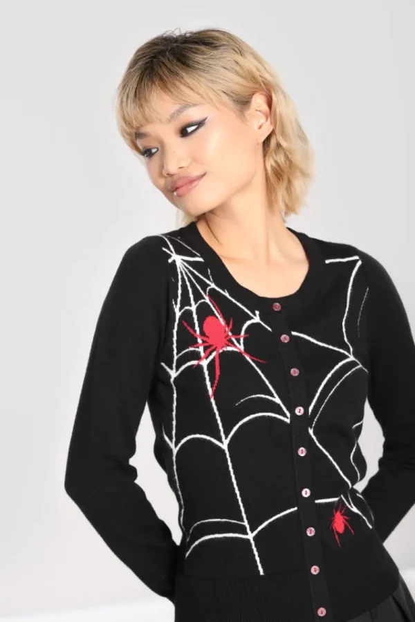 Hell Bunny Knitwear | Knitwear>In A Web Cardigan Black