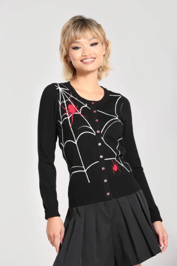 Hell Bunny Knitwear | Knitwear>In A Web Cardigan Black