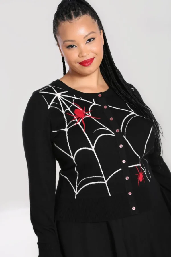 Hell Bunny Knitwear | Knitwear>In A Web Cardigan Black