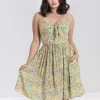 Hell Bunny Dresses>Ingalls Bow Dress Yellow