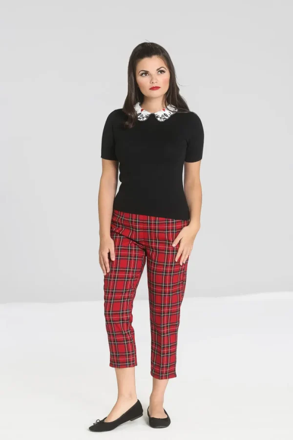 Hell Bunny Trousers & Shorts>Irvine Cigarette Trousers Red