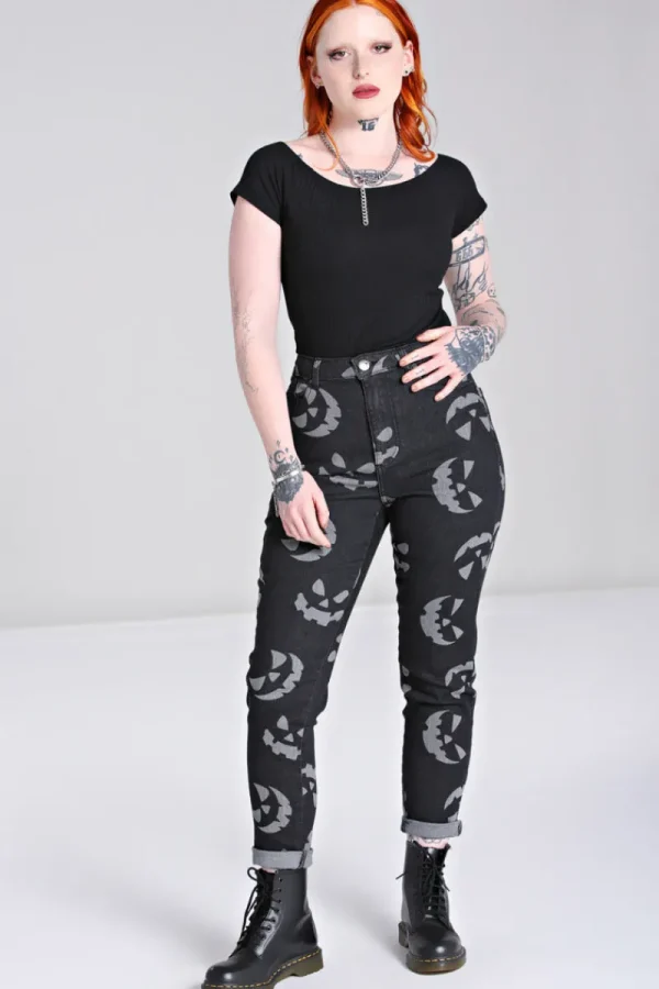 Hell Bunny Trousers & Shorts | Trousers & Shorts>Jack-O-Lantern Jeans Black