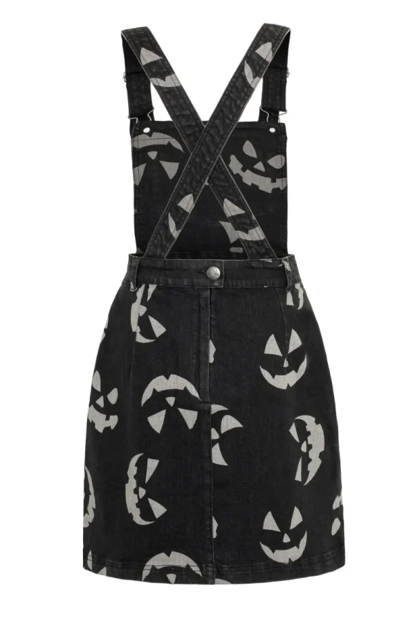 Hell Bunny Dresses | Dresses With Pockets>Jack-O-Lantern Pinafore Dress Black