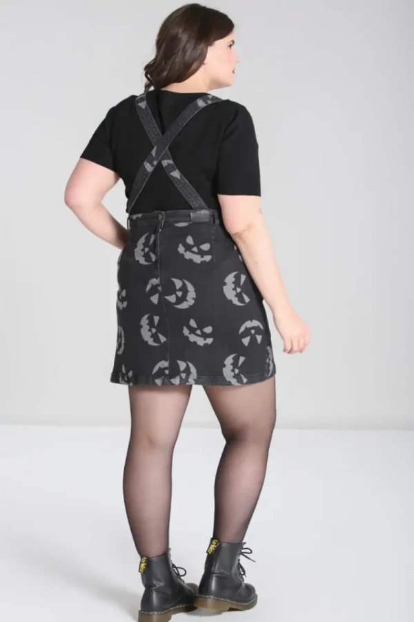 Hell Bunny Dresses | Dresses With Pockets>Jack-O-Lantern Pinafore Dress Black