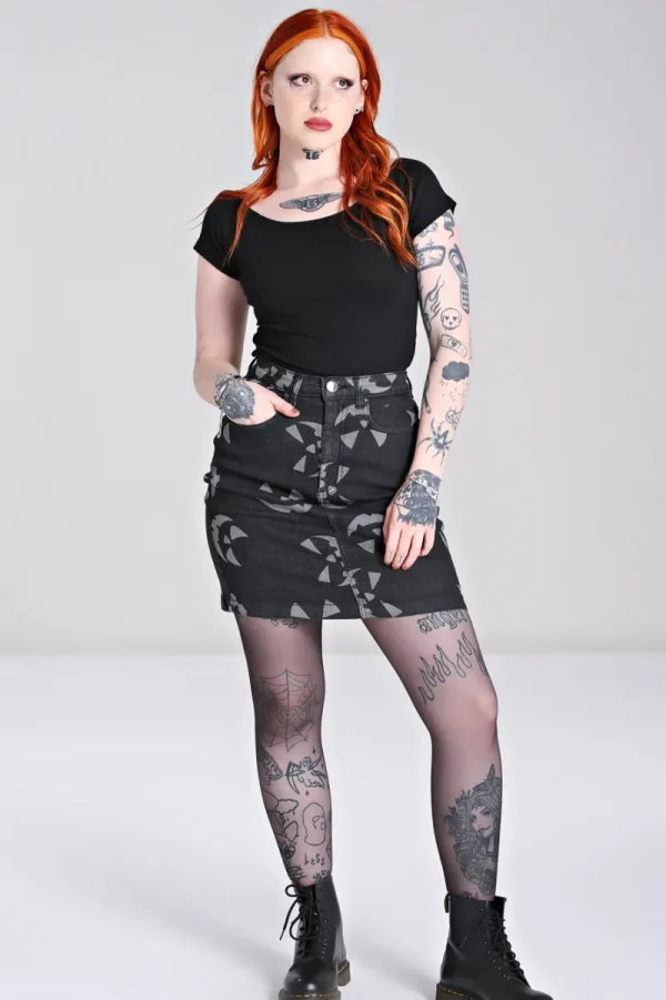 Hell Bunny Skirts | Denim>Jack-O-Lantern Skirt Black