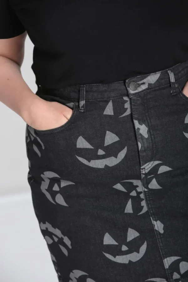 Hell Bunny Skirts | Denim>Jack-O-Lantern Skirt Black