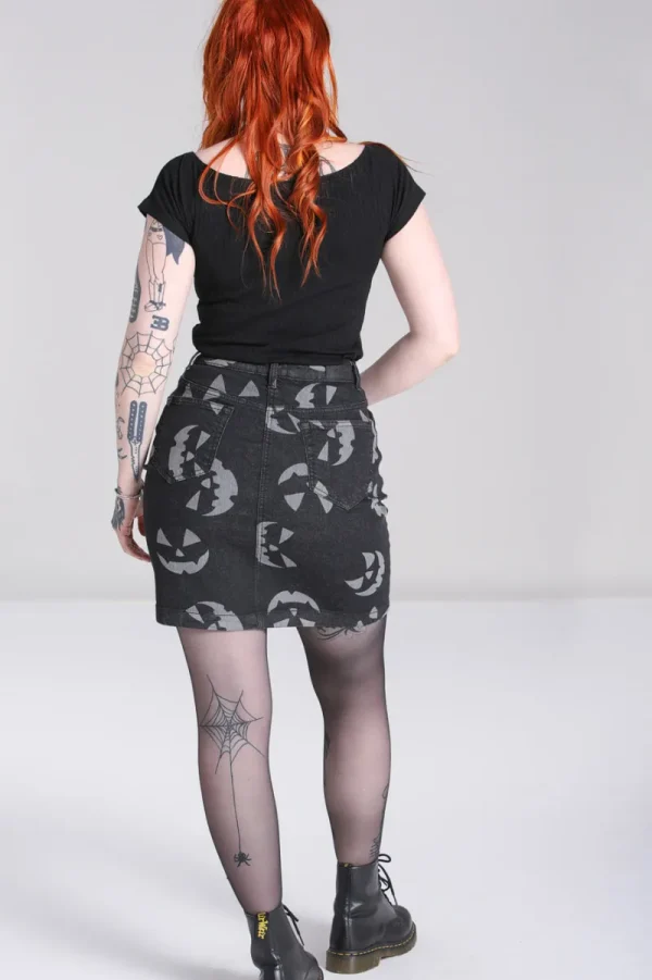 Hell Bunny Skirts | Denim>Jack-O-Lantern Skirt Black