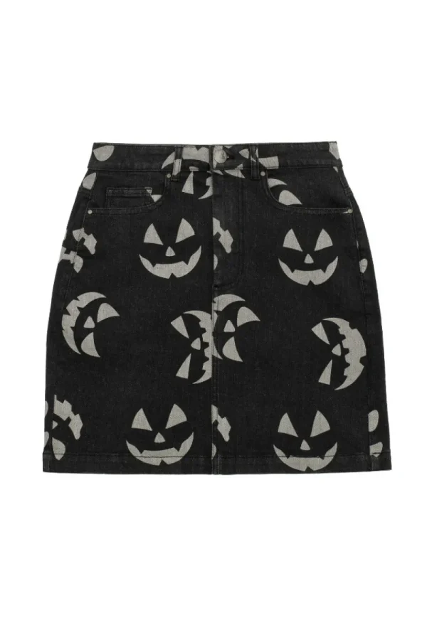 Hell Bunny Skirts | Denim>Jack-O-Lantern Skirt Black