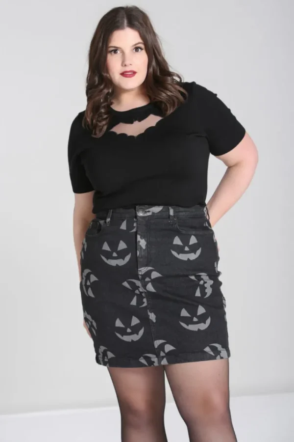 Hell Bunny Skirts | Denim>Jack-O-Lantern Skirt Black