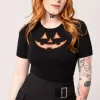 Hell Bunny Tops | Knitwear>Jack-O-Lantern Top Black/Orange