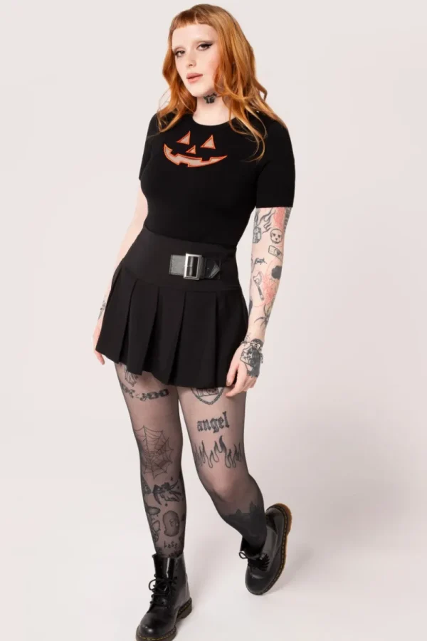 Hell Bunny Tops | Knitwear>Jack-O-Lantern Top Black/Orange