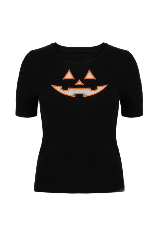 Hell Bunny Tops | Knitwear>Jack-O-Lantern Top Black/Orange