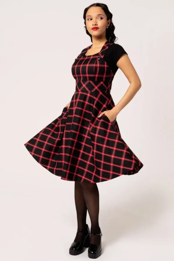 Hell Bunny Dresses | Vintage Dresses>Janine Pinafore Dress Black/Red