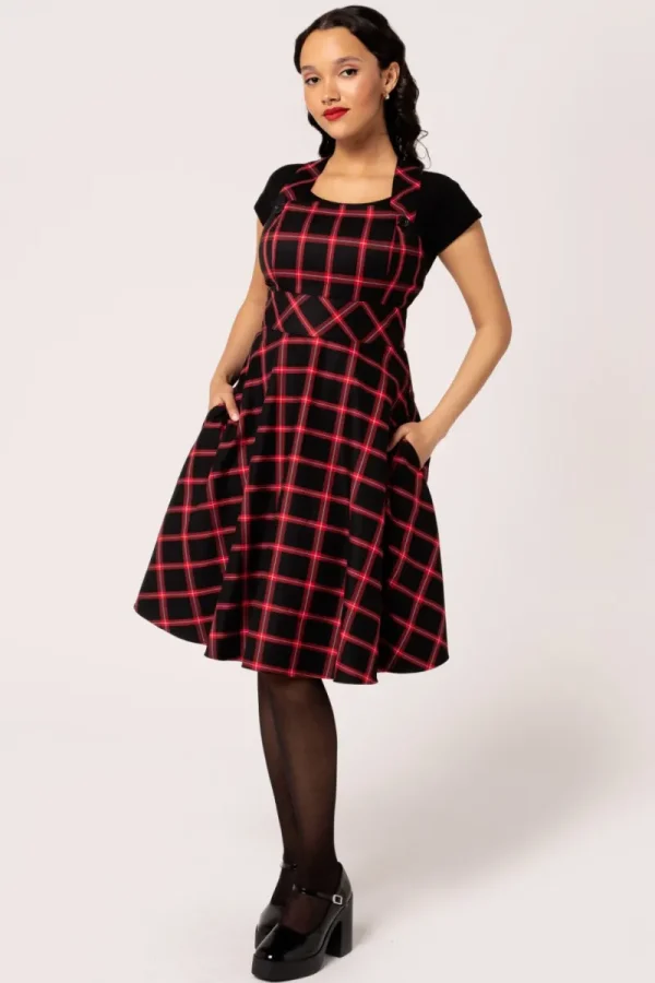 Hell Bunny Dresses | Vintage Dresses>Janine Pinafore Dress Black/Red