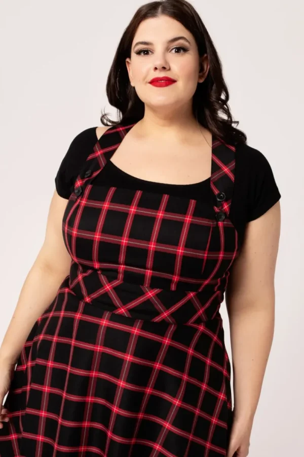 Hell Bunny Dresses | Vintage Dresses>Janine Pinafore Dress Black/Red