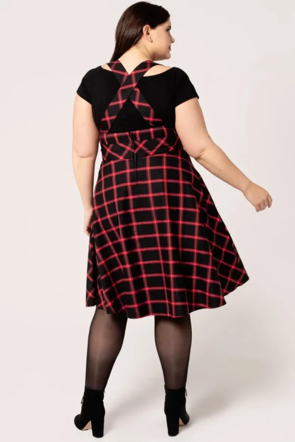 Hell Bunny Dresses | Vintage Dresses>Janine Pinafore Dress Black/Red