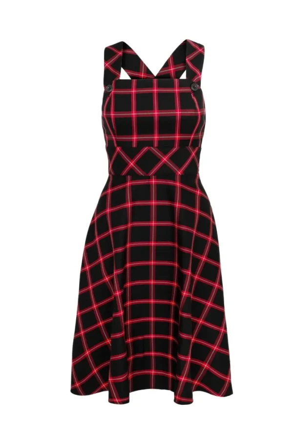 Hell Bunny Dresses | Vintage Dresses>Janine Pinafore Dress Black/Red