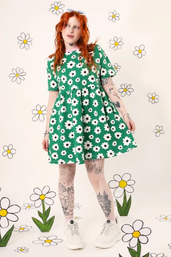 Hell Bunny Dresses | Loungewear>Kitsch Daisy MIni Dress Green