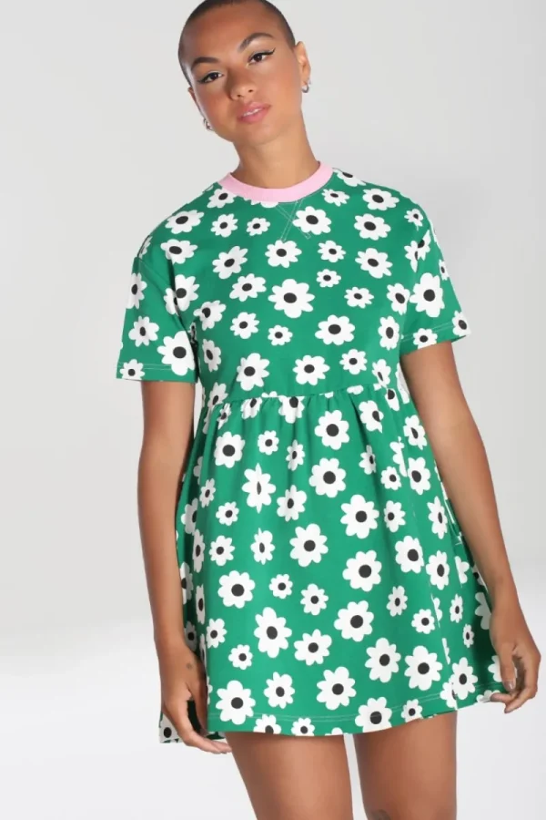 Hell Bunny Dresses | Loungewear>Kitsch Daisy MIni Dress Green