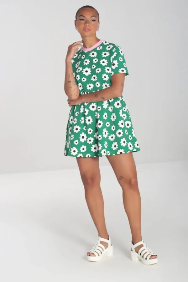 Hell Bunny Dresses | Loungewear>Kitsch Daisy MIni Dress Green