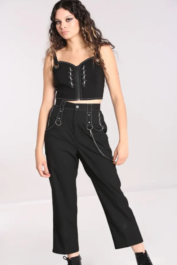 Hell Bunny Trousers & Shorts | Trousers & Shorts>Lennox Cropped Trousers Black