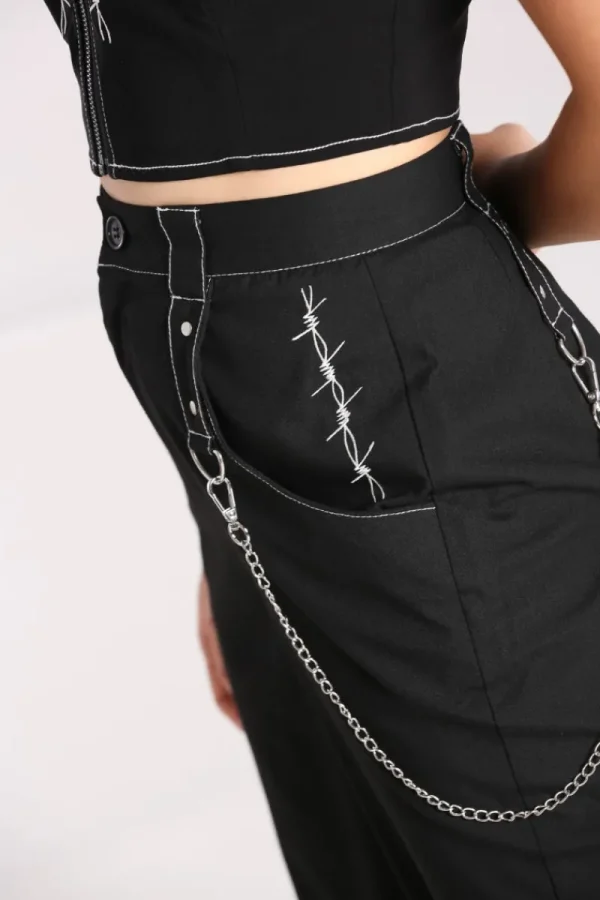 Hell Bunny Trousers & Shorts | Trousers & Shorts>Lennox Cropped Trousers Black