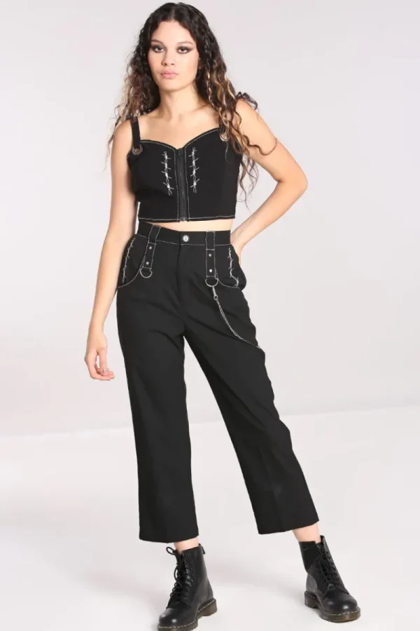 Hell Bunny Trousers & Shorts | Trousers & Shorts>Lennox Cropped Trousers Black