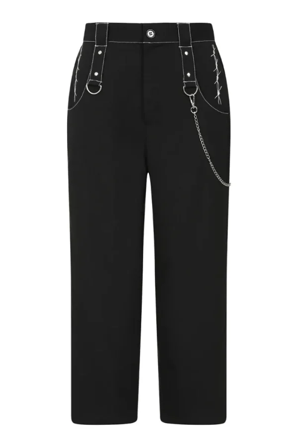 Hell Bunny Trousers & Shorts | Trousers & Shorts>Lennox Cropped Trousers Black