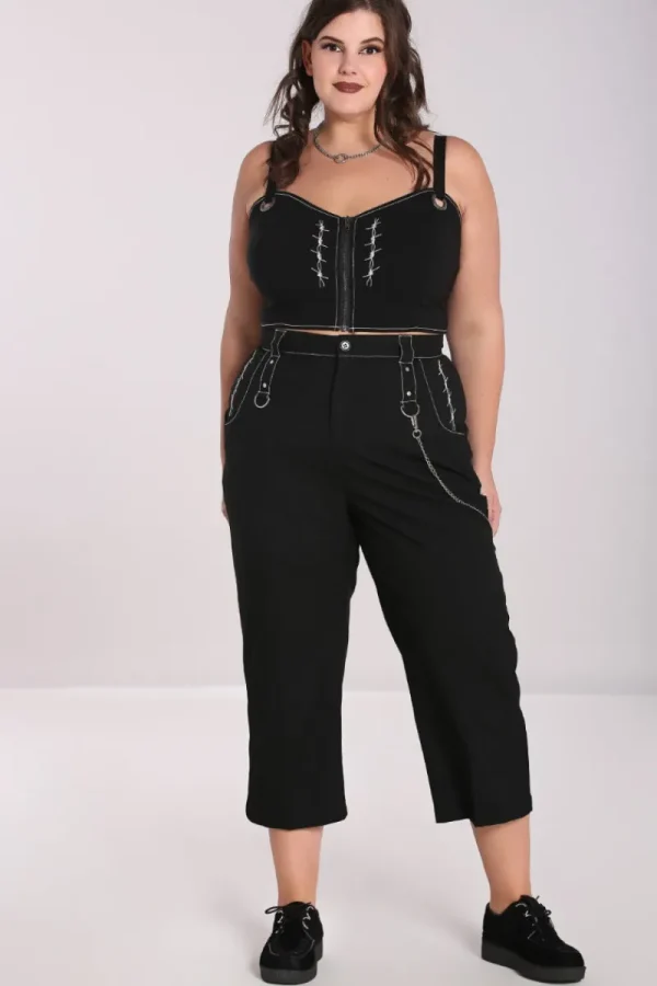 Hell Bunny Trousers & Shorts | Trousers & Shorts>Lennox Cropped Trousers Black