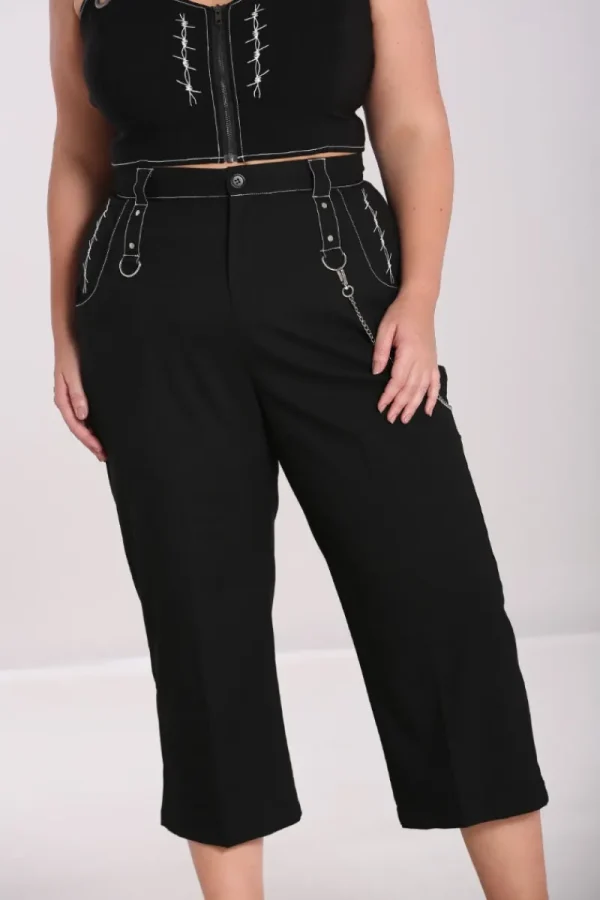 Hell Bunny Trousers & Shorts | Trousers & Shorts>Lennox Cropped Trousers Black