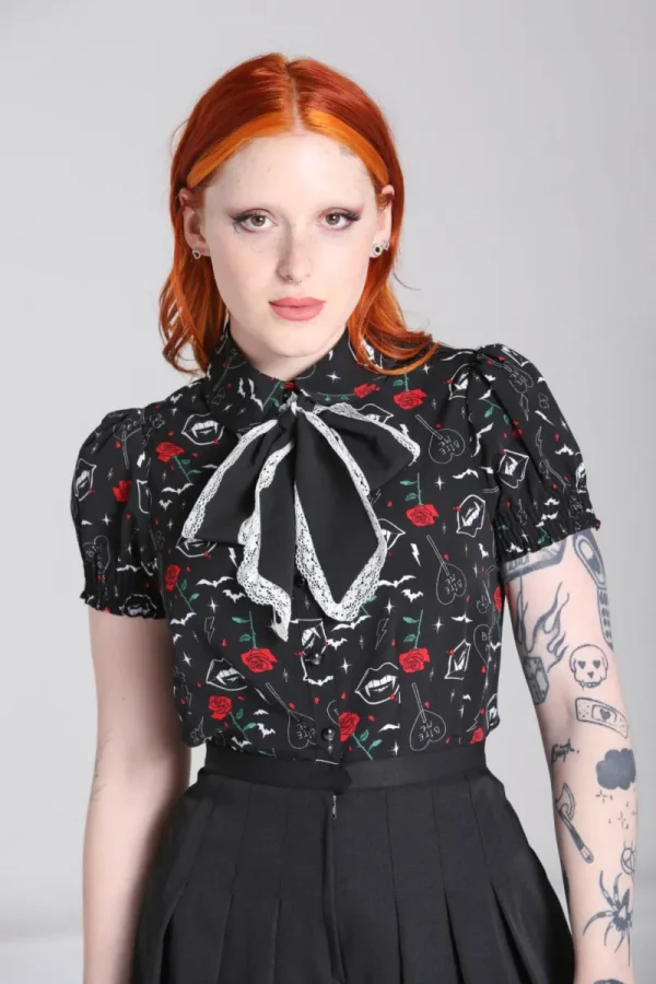 Hell Bunny Tops | Blouses>Lilith Blouse Black