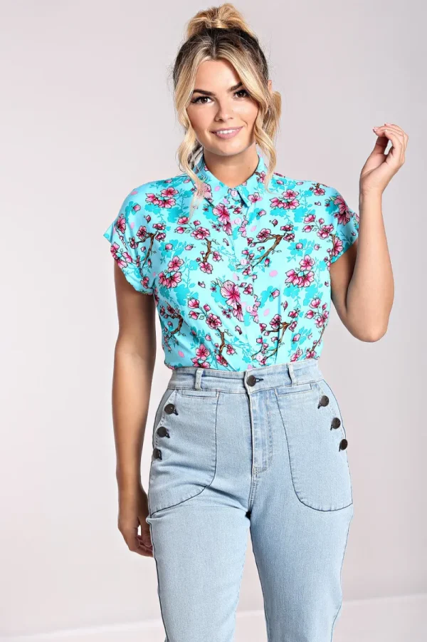 Hell Bunny Tops | Blouses>Louella Shirt Aqua