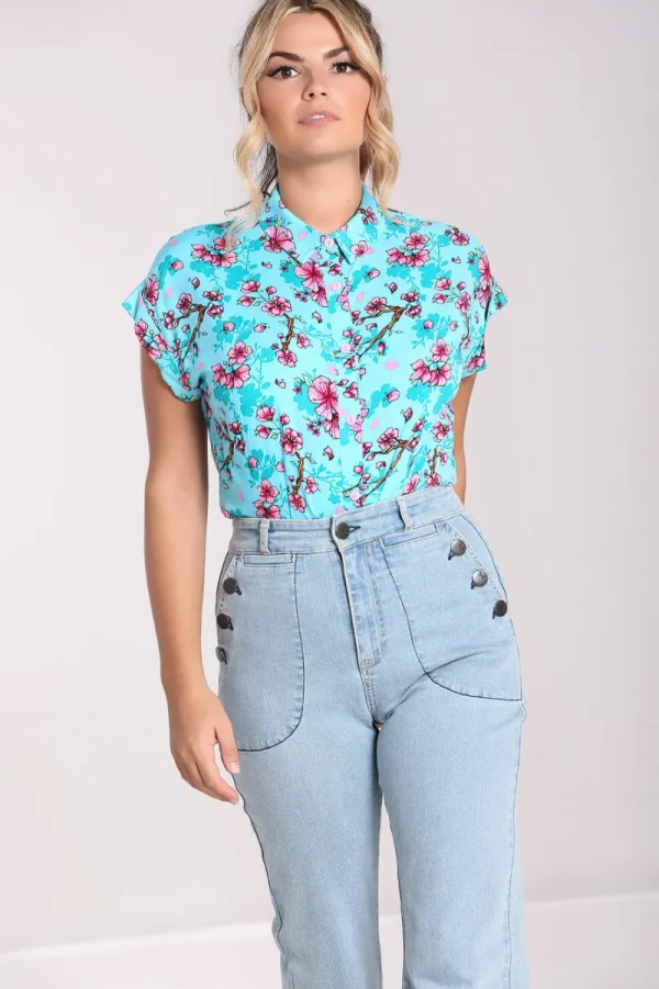 Hell Bunny Tops | Blouses>Louella Shirt Aqua