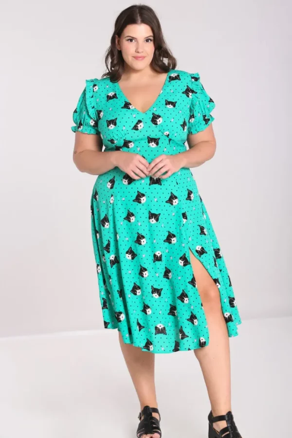 Hell Bunny Dresses | Midi Dresses>Love Cats Midi Dress Green