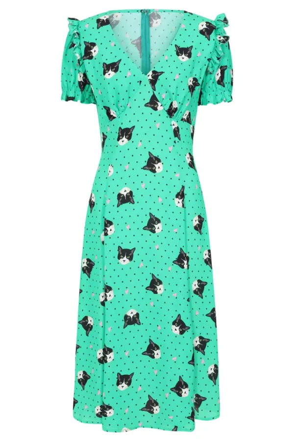 Hell Bunny Dresses | Midi Dresses>Love Cats Midi Dress Green