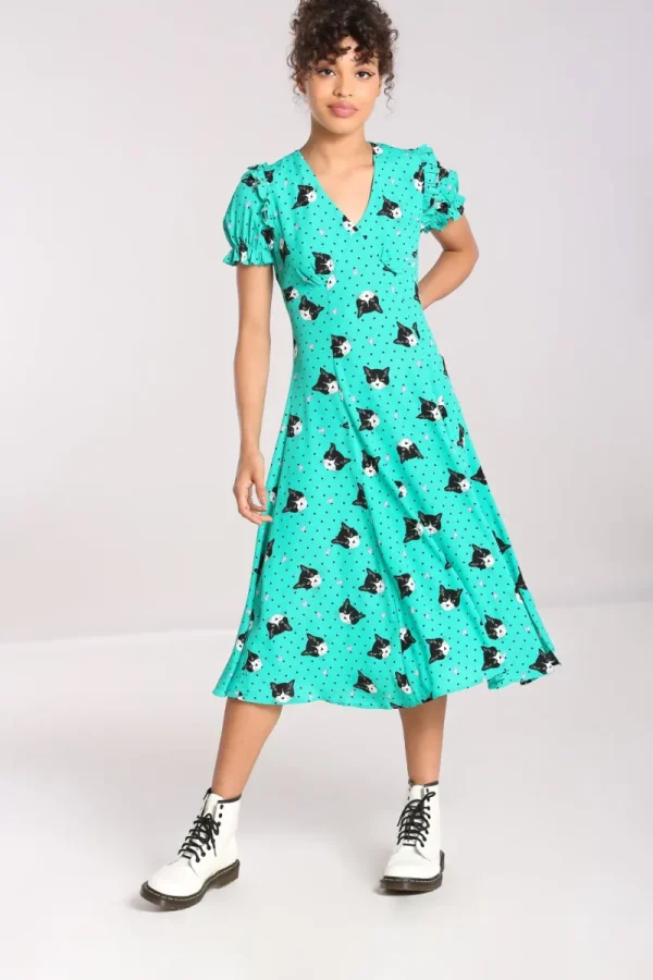 Hell Bunny Dresses | Midi Dresses>Love Cats Midi Dress Green