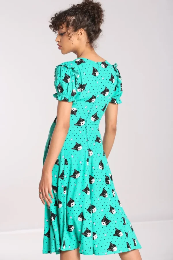 Hell Bunny Dresses | Midi Dresses>Love Cats Midi Dress Green