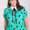 Hell Bunny Dresses | Dresses>Love Cats Mini Dress Green