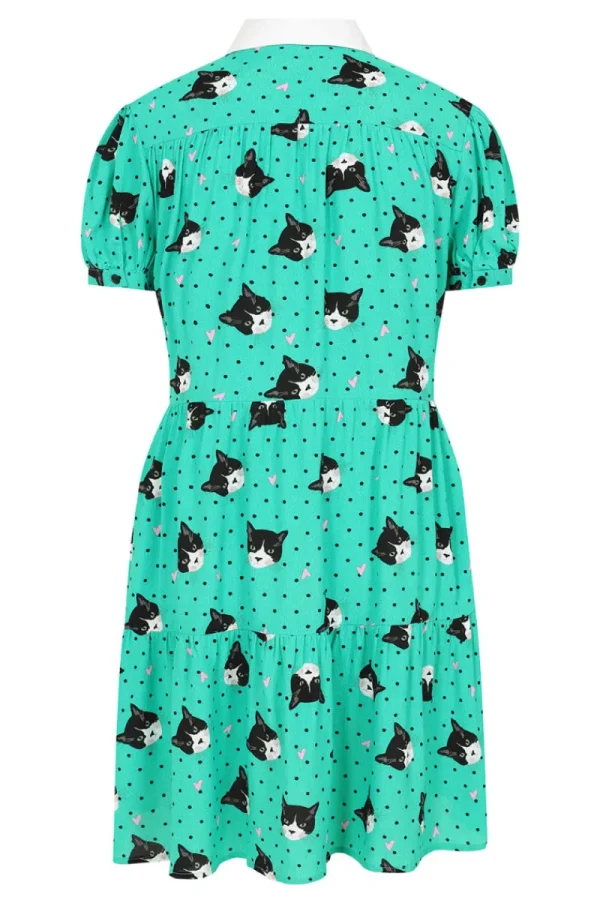 Hell Bunny Dresses | Dresses>Love Cats Mini Dress Green