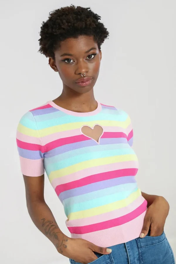 Hell Bunny Tops | Knitwear>Love Heart Top MultiColour