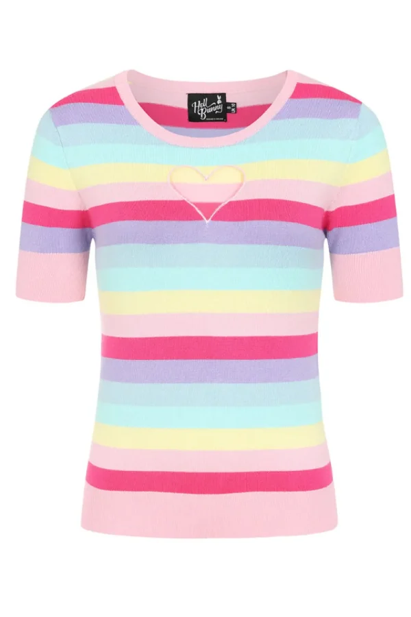 Hell Bunny Tops | Knitwear>Love Heart Top MultiColour