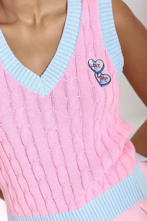 Hell Bunny Tops | Knitwear>Love Nope Vest Pink