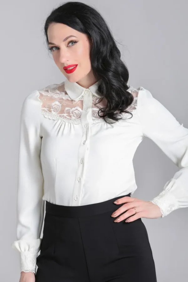 Hell Bunny Tops | Blouses>Lucille Blouse Ivory