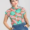 Hell Bunny Blouses | Tops>Melonie Shirt Orange