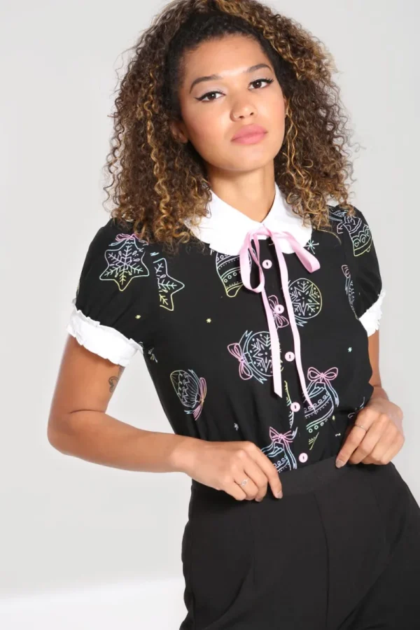 Hell Bunny Tops | Blouses>Merry Blouse Black